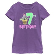 Girl's Star Wars: The Mandalorian 7th Birthday Grogu Ice Cream Graphic Tee Purple Berry Medium